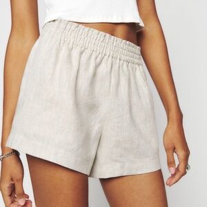 Reformation Mila Linen Shorts Oatmeal Size Small